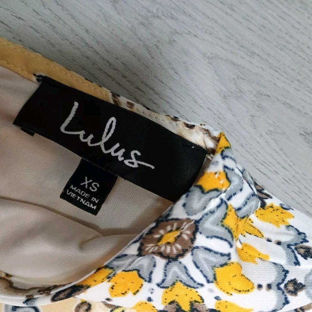 Lulu's Yellow Short Sleeve Vintage Retro Hippie Vibe Mini Sheath Dress Xs - Picture 3 of 7